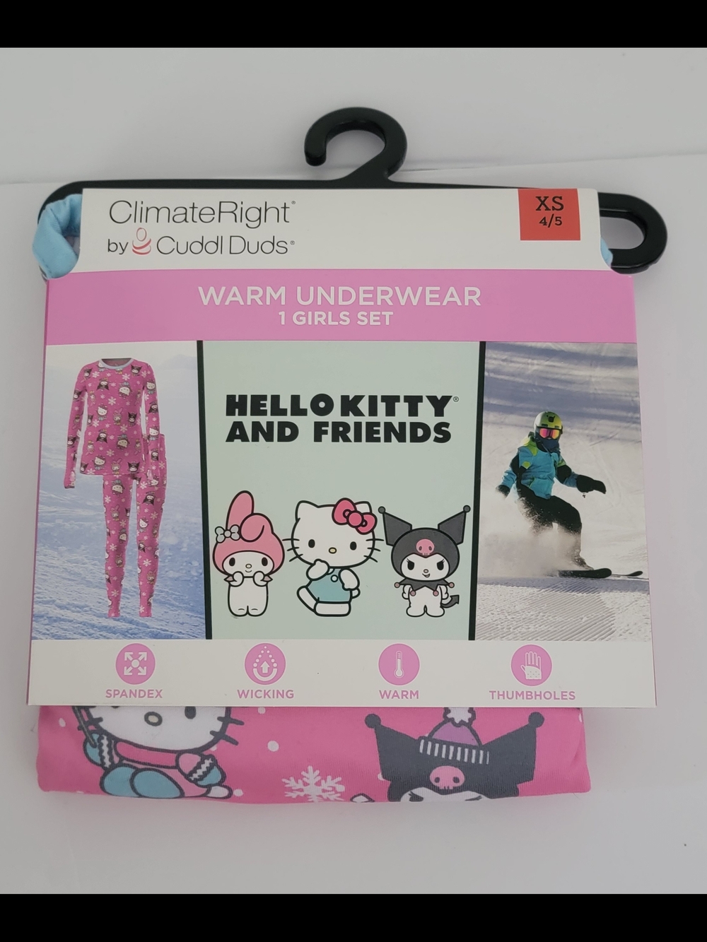Cuddl Duds Hello Kitty Girls Pink Warm Underwear Set